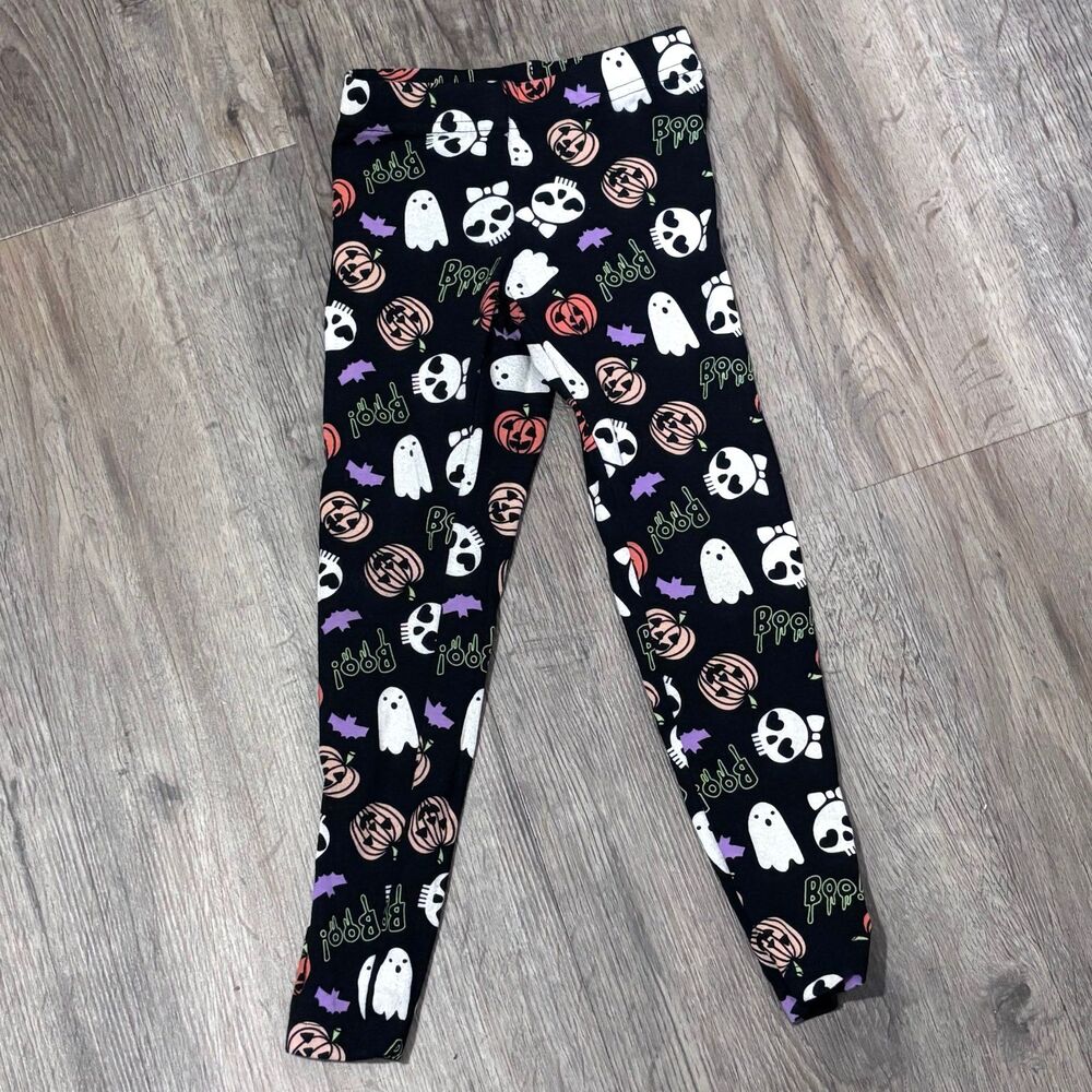 Way to Celebrate Girls Halloween Leggings XS 4/5 Ghosts Pumpkins EUC
